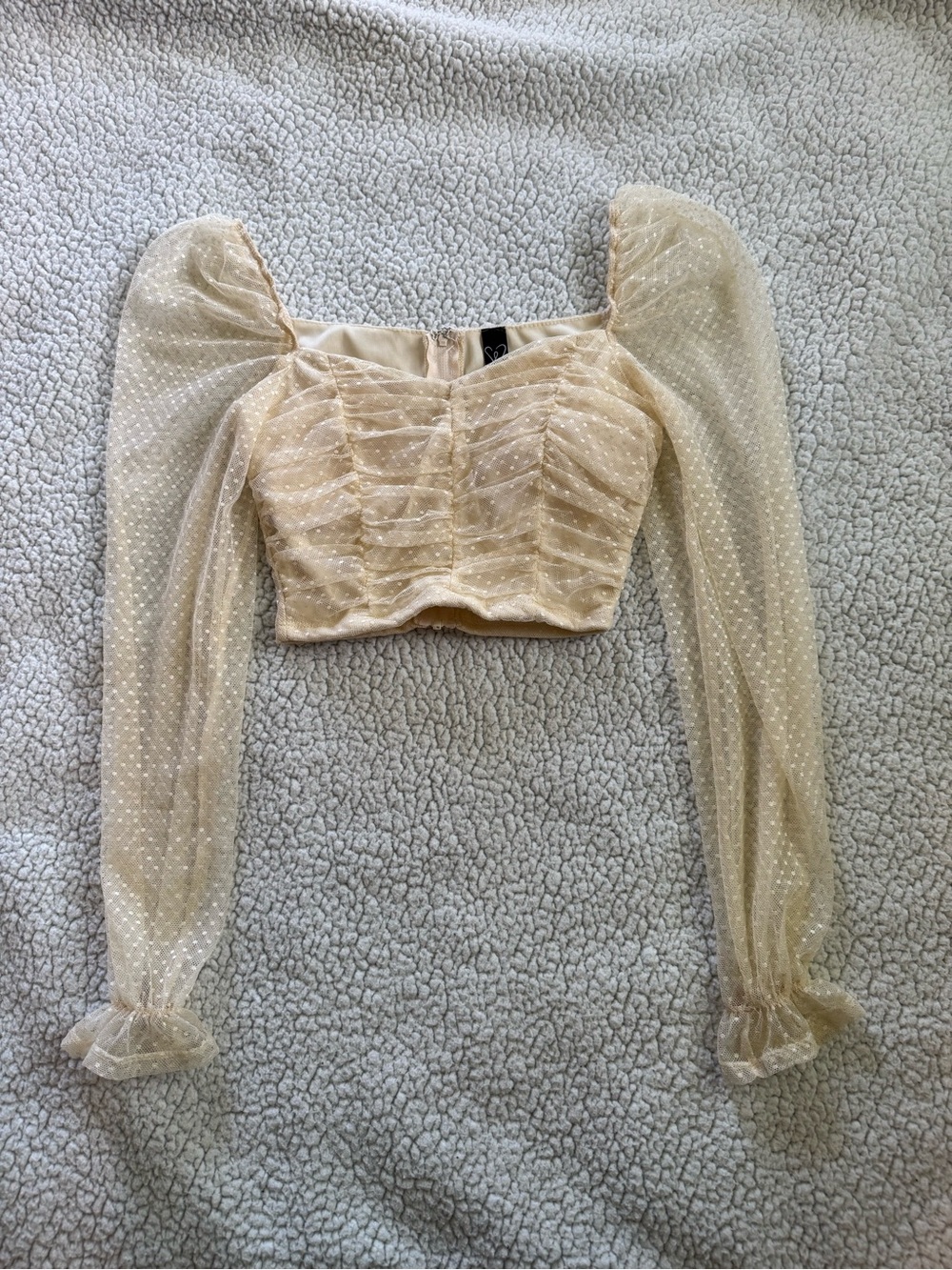 Windsor Puff-Sleeve Crop Top in Cream